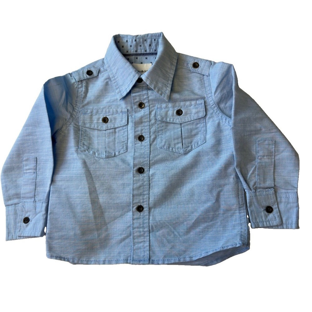 Paper Denim & Cloth Button Down Shirt Toddler Boys Sz 2T Long Sleeves Ligh Blue